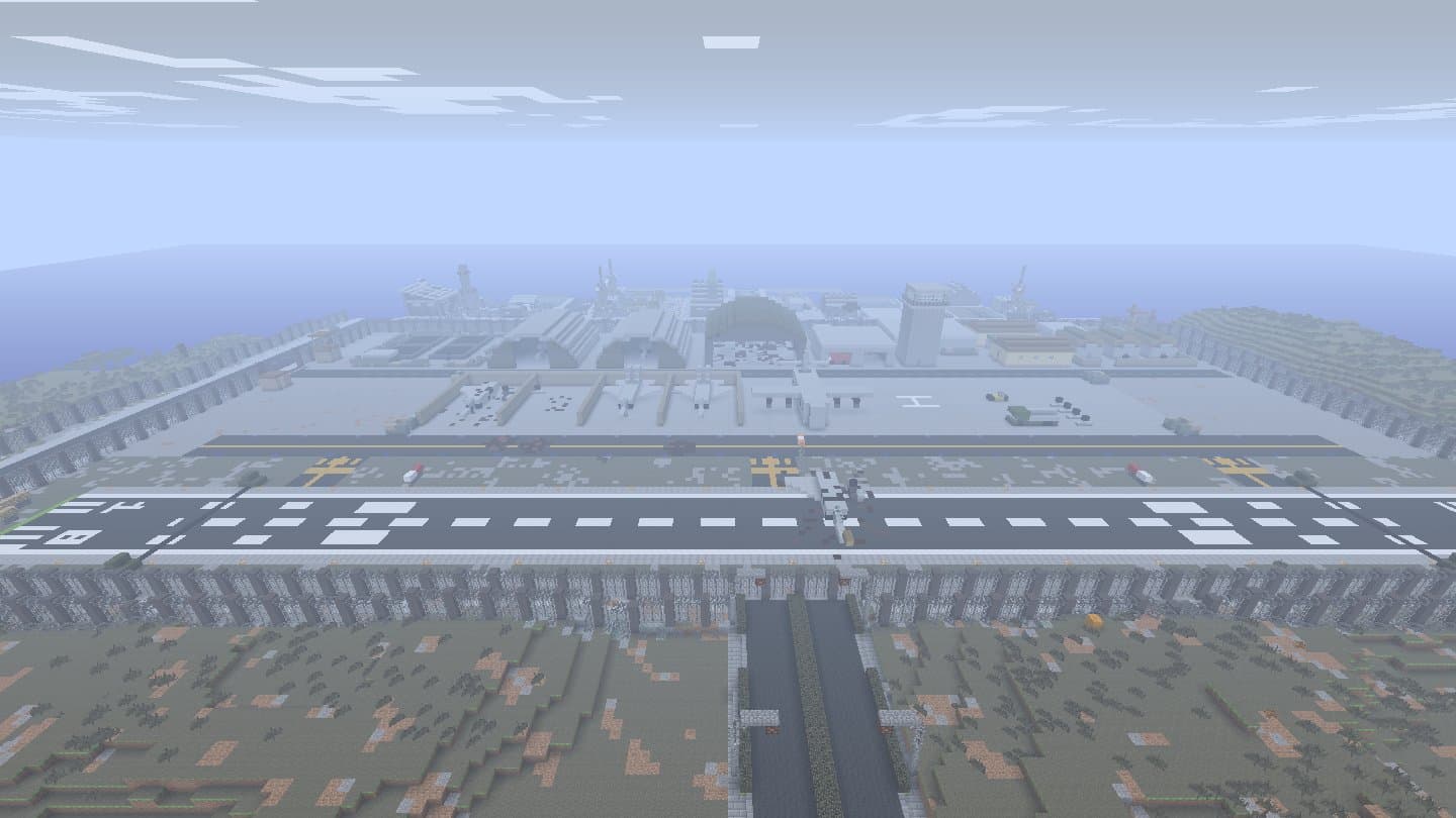 Decimation Minecraft mod screenshot: Military airport